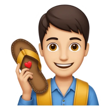 Smile, holding a chappal, emoji sticker