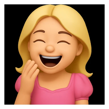 The girl in this image is laughing in 3D emoji style. sticker