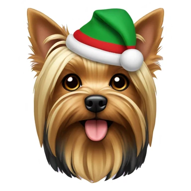 Yorkshire terrier with a Christmas jersey sticker