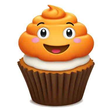 Orange cupcake with a happy face  sticker