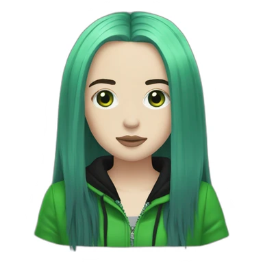 billie eilish green black hair sticker