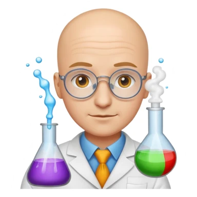 chemist emoji, bald person mixing colorful solutions sticker