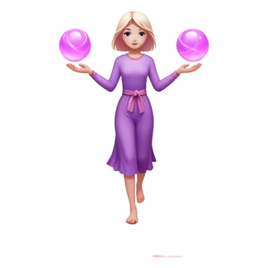 
A small figure walks across a glowing bridge, holding soft pink and purple orbs in each hand—symbolizing compassion and forgiveness. A gentle heart aura trails behind them, showing healing in motion. sticker