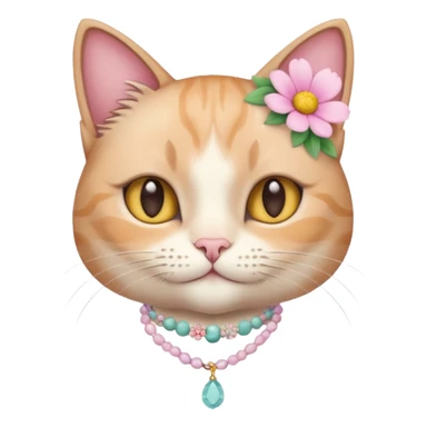 A cute cat with pastel flower necklace, posing proudly. sticker