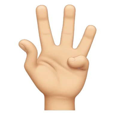 In one hand, the tips of the thumb, middle finger and ring finger are brought together and the index finger and little finger are lifted into the air.


 sticker