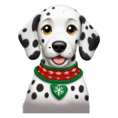 fluffy Dalmatian puppy in christmas sweater  sticker