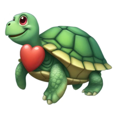 turtle that carries a heart sticker