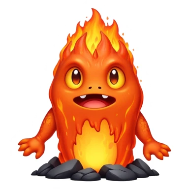 a mystical fast lava creature without arms with molten lava on its head and some rocky shoulders sticker