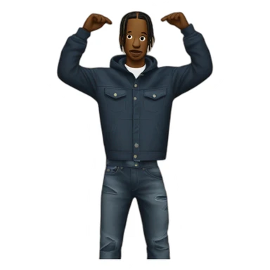 Travis scott qui soulève une pancarte sur laquElle il ya écrit “ok le boss” sticker