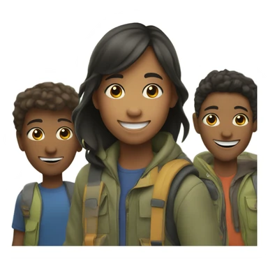 smiling girl with boys outdoors sticker