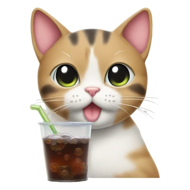 A cat drinking boba sticker