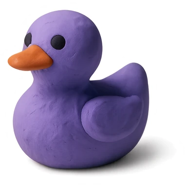 purple duck in claymation style sticker
