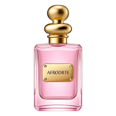 rectangle perfume light pink liquid gold cylinder cap written Afrodite by Yasmin BEAUTY sticker