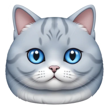 British shorthair blue and white cat with round face and plush fur sticker