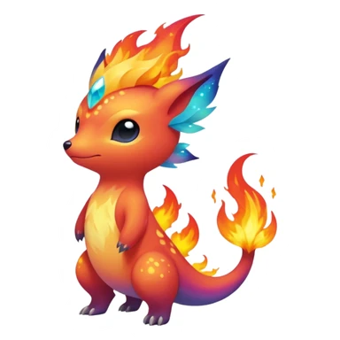 Elemental Forty Fiery Sparky Fierce Colorful Gradient Sparkly Nebular Starry Flaming Viney Vinal Dusky Aurorus-Amaura-Auroras-Pokémon-Fakémon-creature sticker