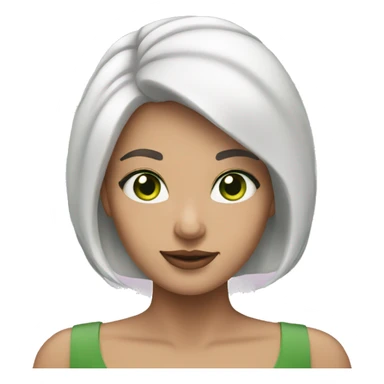 woman with white hair with pink tips.  She has green eyes. sticker