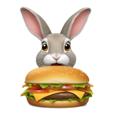 Rabbit eating a burger sticker