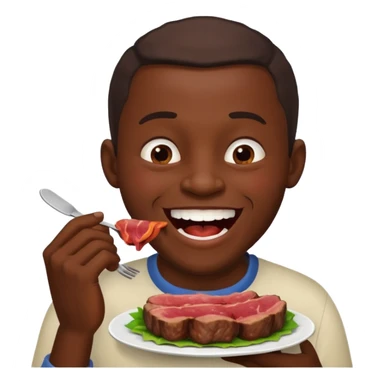 An African man eating meat and laughing  sticker