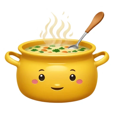 yellow pot with soup sticker
