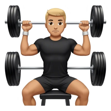 a man in a black T-shirt wants to bench press from chest sticker
