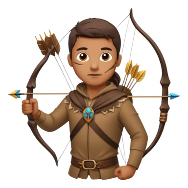 The classic hunter image with a bow and arrow on his back, dressed in brown with some animal made decorations sticker