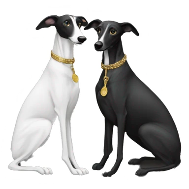 Two aristocrat dog black and white galgo kiss at our old money house  sticker