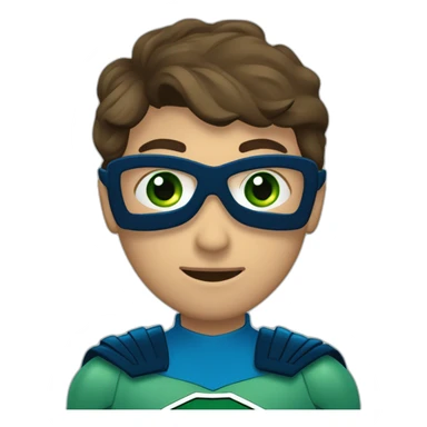 chico con antifaz de superheroe, traje azul marino haciendo la seña del corazón coreanoy los ojos del antifaz color verde y no se le ven los ojos sticker