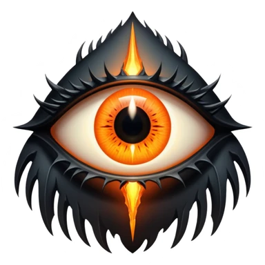 Eye of Sauron with vertical slit pupil, glowing orange iris, set in a dark tower of Mordor. sticker