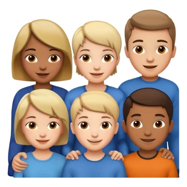 I want a 5 persons, 3 girls, one of them have a short hair, and 2 boys  sticker