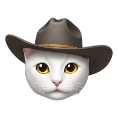 white cat wearing a cowboy hat sticker