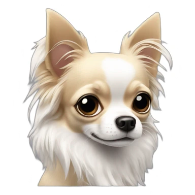 Long-haired Chihuahua with white hair and black patches ￼ sticker