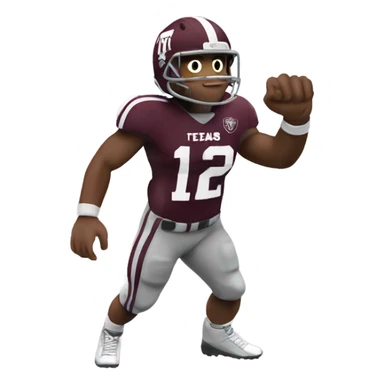 Texas a&m 12th man football player holding up a thumb sticker