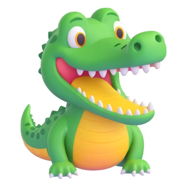 cute crocodile, Microsoft Fluent style 3D emoji sticker