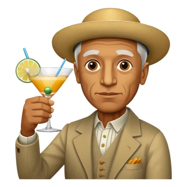 Pablo Picasso cocktail in hand congratulations sticker