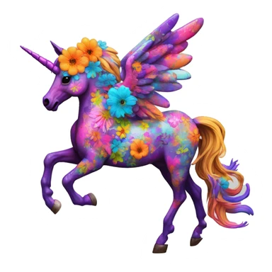 Graffiti Trippy patchwork Zombie Pegasus unicorn psychedelic flowers floral groovy art neon rave raving sticker