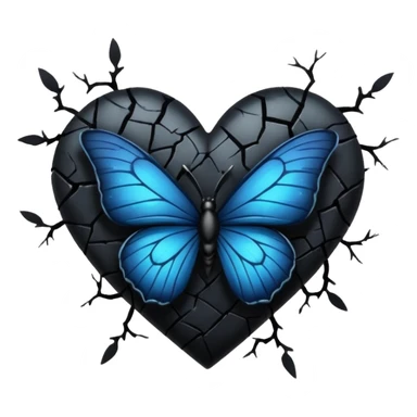 emo heart with night sky and dark butterflies sticker