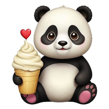 Panda avec une crème classe et des yeux en cœur  sticker