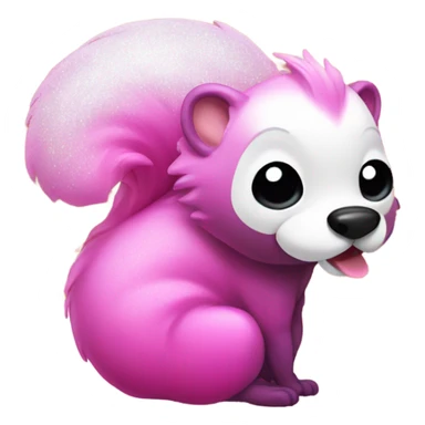 Pink ombre skunk blowing out a fart with glitter  sticker