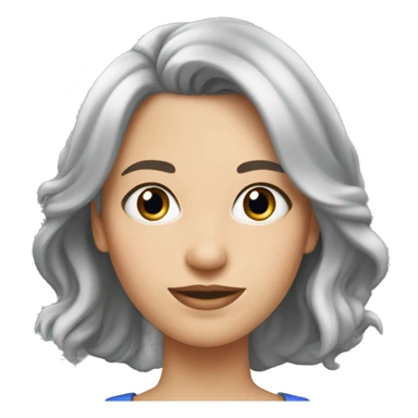 femme 40 a aux yeux bleus avec les cheveux mi-long gris 2 couettes sticker