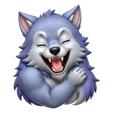 Cinematic Cute Yawning Werewolf Portrait Emoji, with a cuddly, miniature lupine form in soft moonlit grays and silvers, head leaning back in a big, adorable yawn that reveals a few fuzzy teeth, simplified yet irresistibly charming, highly detailed with a soft glowing outline that captures the drowsy, playful essence of a werewolf mid-nap! sticker