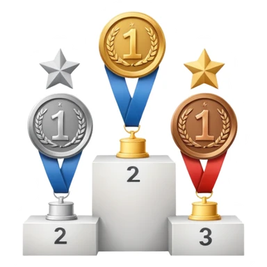 1st 2nd 3rd place podium with gold, silver, and bronze medals sticker