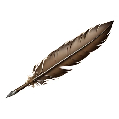 brown Quill pen writing on parchment scroll sticker