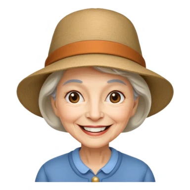 elderly woman with hat sticker