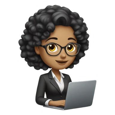 a lightskin with curly black-haired working and successful business woman, sticker