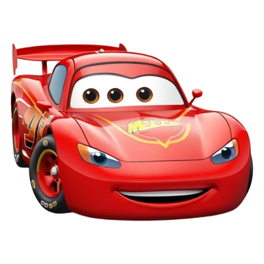 red cartoon race car with expressive eyes, inspired by Lightning McQueen sticker