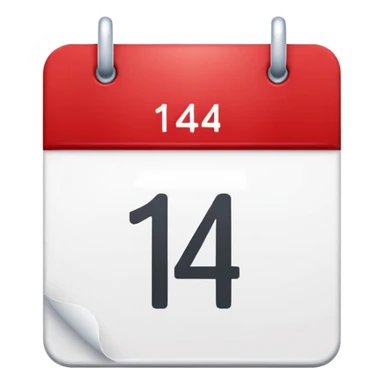 red and white calendar with the number "14" sticker