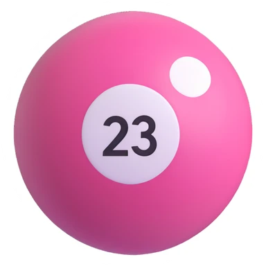 pink billiard ball with the number 23 inside a white circle sticker