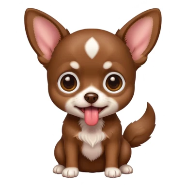 Generate an emoji of a chocolate-colored Chihuahua puppy with its tongue sticking out sticker