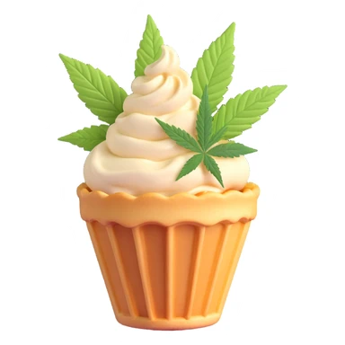 colorful gelato in a waffle cup with cannabis leaf sticker
