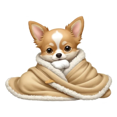 Long haired chihuahua, beige, white chest and socks, sleeping cutely under blanket sticker